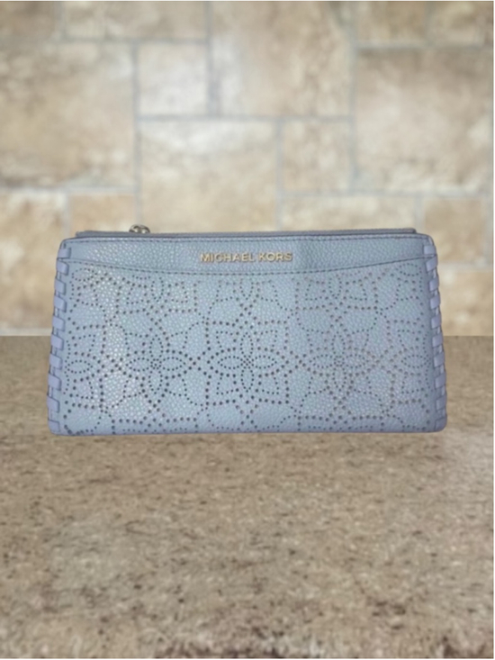 Michael Kors Handbags - Michael Kors Karson Laser Cut Slim Card Case Wallet Pale Blue